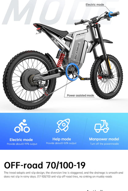 Survival Now™ Electric Motorcycle 6000W Brushless Gearless Motor