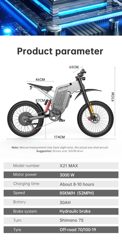 Survival Now™ Electric Motorcycle 6000W Brushless Gearless Motor